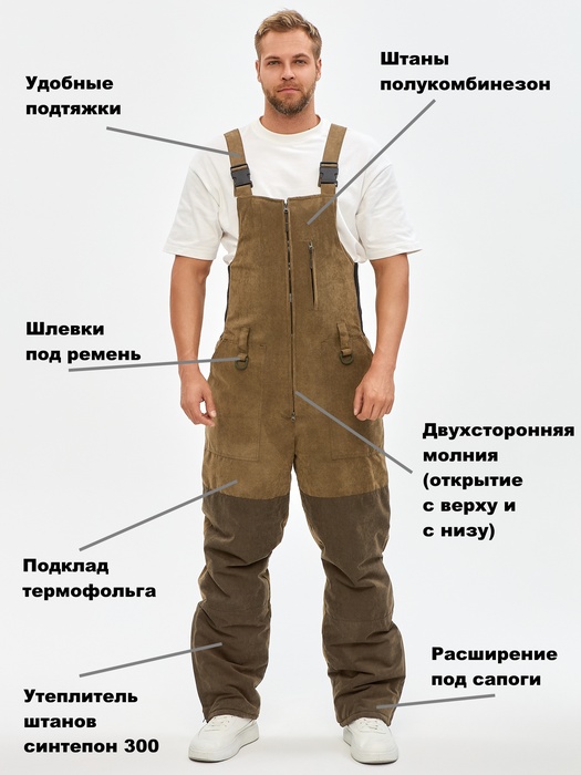 фото Зимний костюм для охоты и рыбалки KATRAN ШКВАЛ -35°С (Финляндия, хаки) полукомбинезон