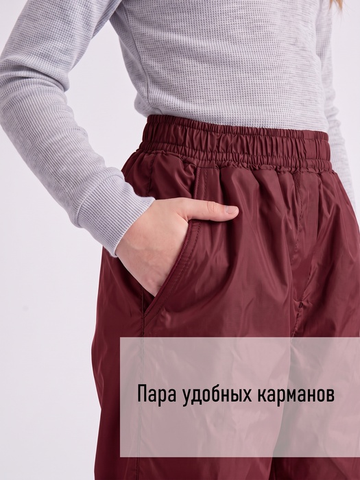 фото Подростковые утепленные осенние брюки для девочек KATRAN Young (дюспо, бордовый)