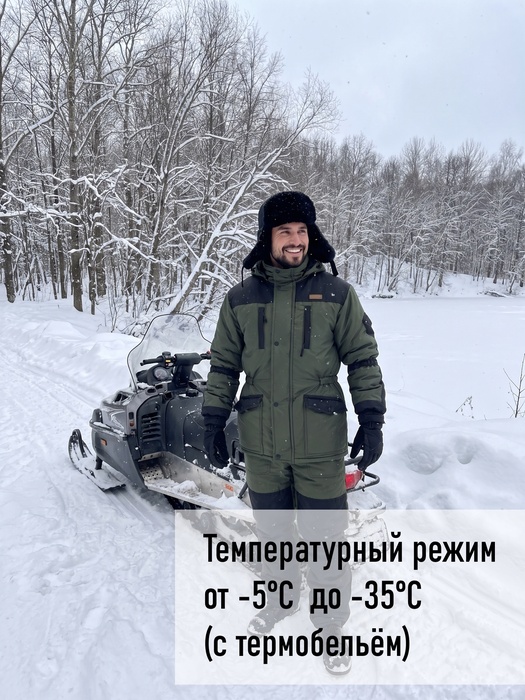 фото Зимний костюм для рыбалки KATRAN АЙСБЕРГ -35°С (Таслан, хаки) полукомбинезон