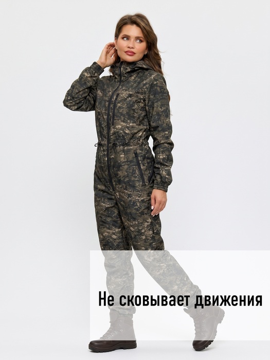 фото Комбинезон женский демисезонный для охоты и рыбалки KATRAN ИВОЛГА (полофлис, бежевый пиксель)