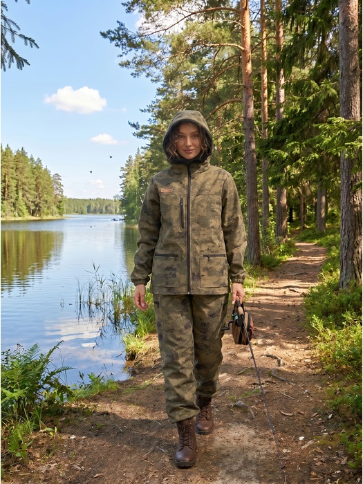 фото Женский антимоскитный костюм для охоты и рыбалки KATRAN Диана (рип-стоп, зеленый КМФ)