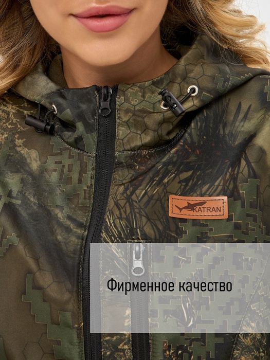 фото Костюм женский демисезонный для рыбалки и охоты подклад флис KATRAN РИЦА (полофлис, бурелом)
