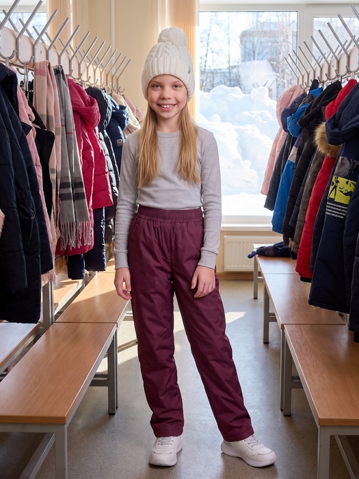фото Подростковые утепленные осенние брюки для девочек KATRAN Young (дюспо, брусничный)