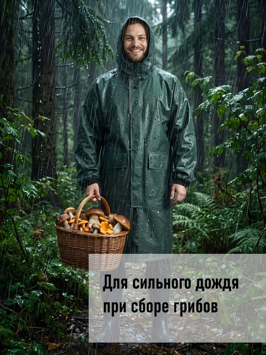 фото Плащ водонепроницаемый дождевик пончо накидка KATRAN ШТОРМ (Винитол, хаки)