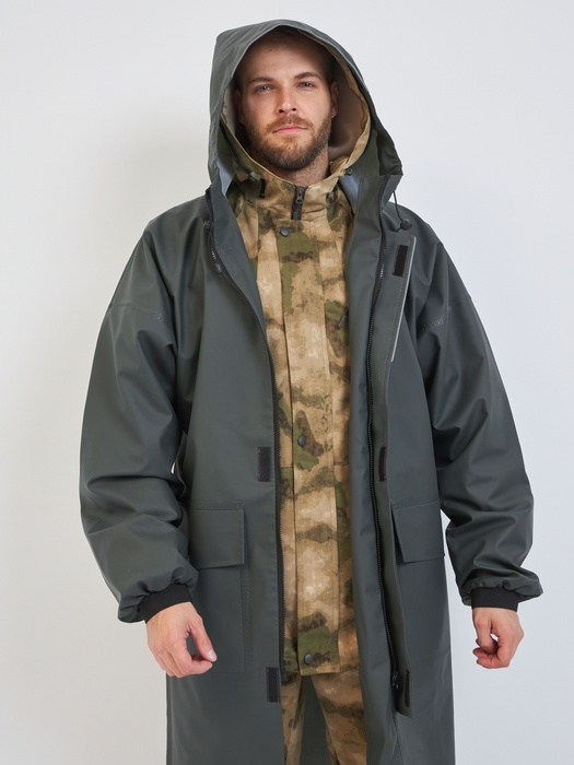 фото Плащ водонепроницаемый дождевик пончо накидка KATRAN ШТОРМ (Винитол, хаки)