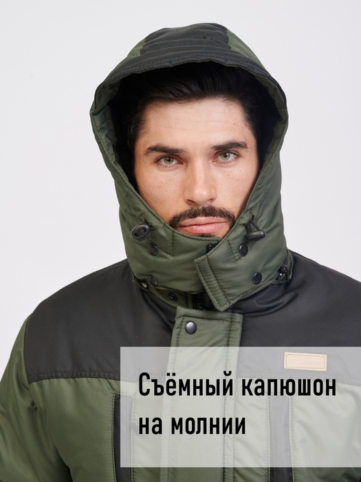 фото Зимний костюм для рыбалки KATRAN АЙСБЕРГ -35°С (Таслан, хаки) полукомбинезон