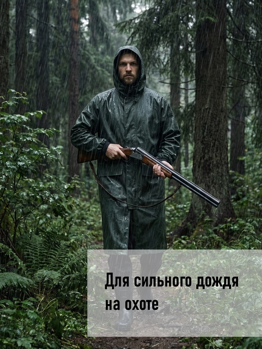 фото Плащ водонепроницаемый дождевик пончо накидка KATRAN ШТОРМ (Винитол, хаки)