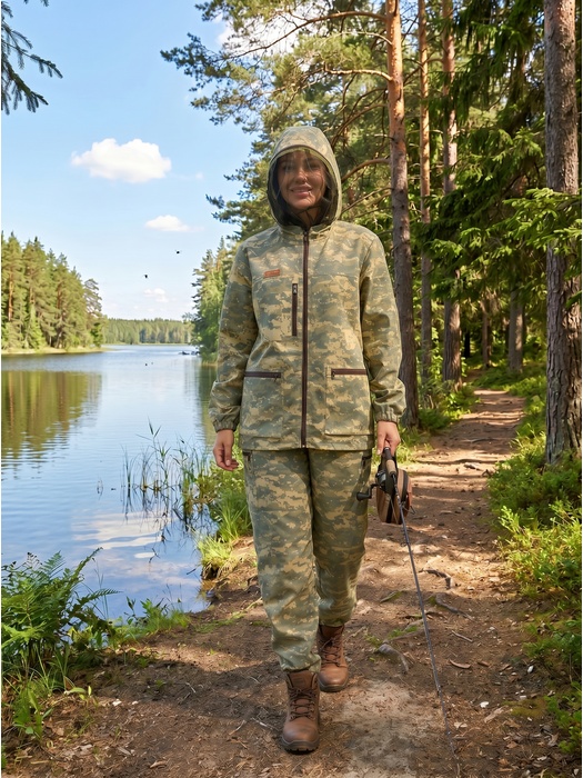 фото Женский антимоскитный костюм для охоты и рыбалки KATRAN ДИАНА (Смесовая, серый пиксель)