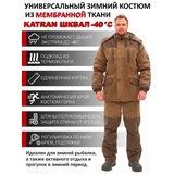 Зимний костюм для охоты и рыбалки KATRAN ШКВАЛ -40°С (Финляндия, хаки) полукомбинезон