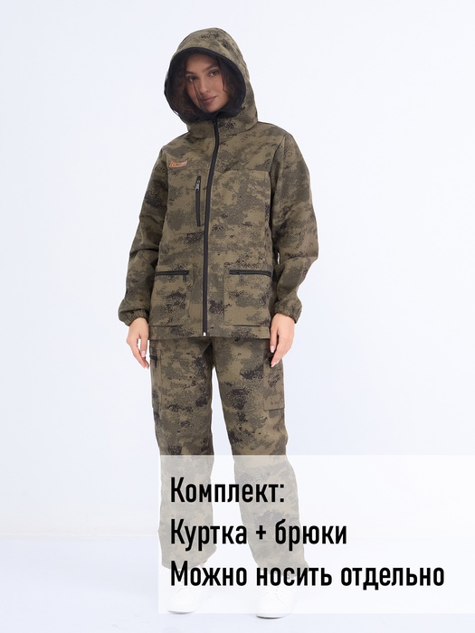 фото Женский антимоскитный костюм для охоты и рыбалки KATRAN Диана (рип-стоп, зеленый КМФ)