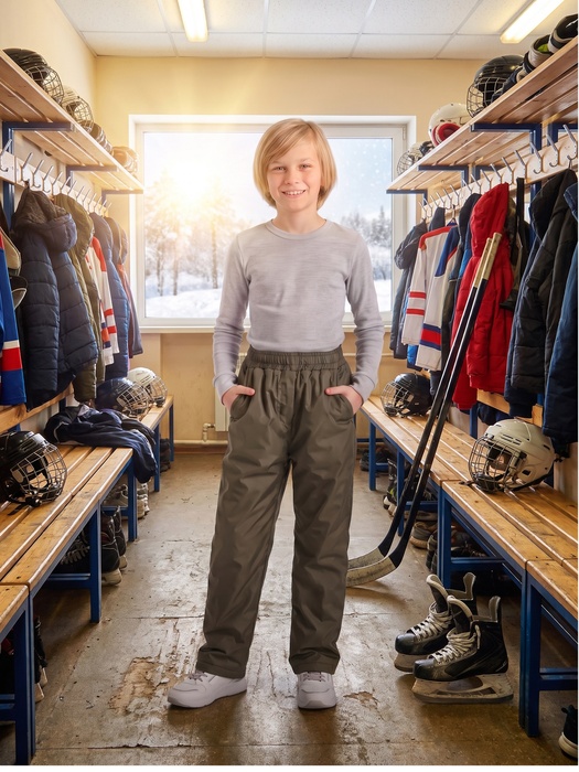 фото Подростковые утепленные осенние брюки KATRAN Young (дюспо, хаки)