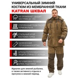 Зимний костюм для охоты и рыбалки KATRAN ШКВАЛ -35°С (Финляндия, хаки) полукомбинезон
