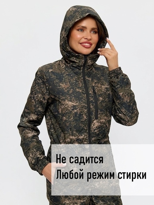 фото Комбинезон женский демисезонный для охоты и рыбалки KATRAN ИВОЛГА (полофлис, бежевый пиксель)