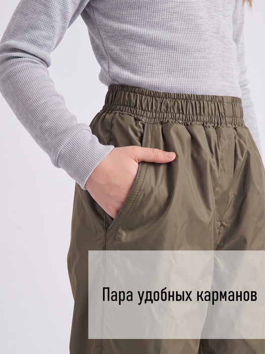 фото Подростковые утепленные осенние брюки KATRAN Young (дюспо, хаки)