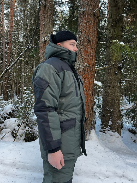 фото Зимний костюм для рыбалки KATRAN АЙСБЕРГ -35°С (Таслан, хаки) полукомбинезон