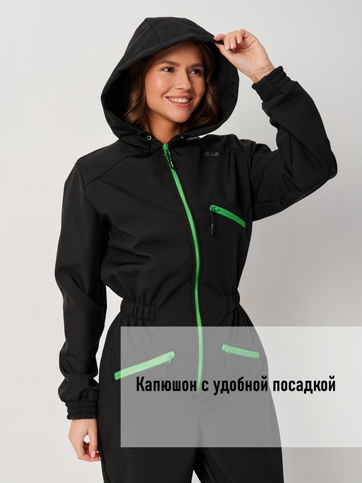 фото Комбинезон женский осенний для охоты и рыбалки KATRAN АМАЗОНКА (Софтшелл, черный)